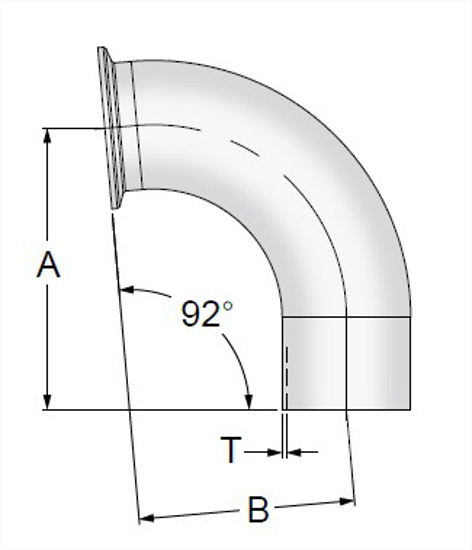 Picture of 92 DEG ELBOW CLAMP X WELD T316L 20RA ID/LT POL OD SF1