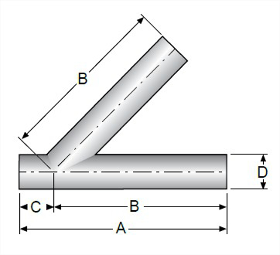 Picture of 45 DEGREE WELD LATERAL T316L 15 RA EP ID/32 RA OD SF4