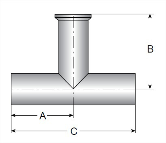 Picture of TEE  WELD X WELD X CLAMP 6 MO 20 RA EP ID/32 RA  OD SF5