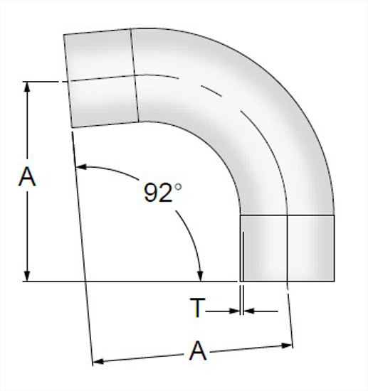 Picture of 92 DEG ELBOW BUTTWELD A22 20 RA EP ID/32 RA  OD SF5