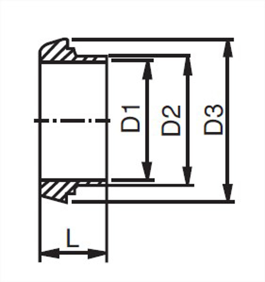Picture of DIN 50 PLAIN X 2.0 INCH WELD FERRULE  T316  FEMALE