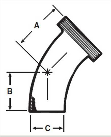 E2KT - Weld X Thread BS 45 Degree Elbow
