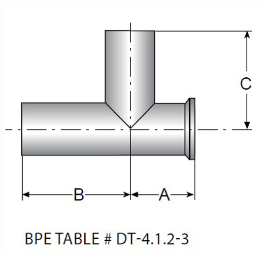 TE7WCSW - BPE AWF X Clamp Short Run Tee MaxPure 316L
