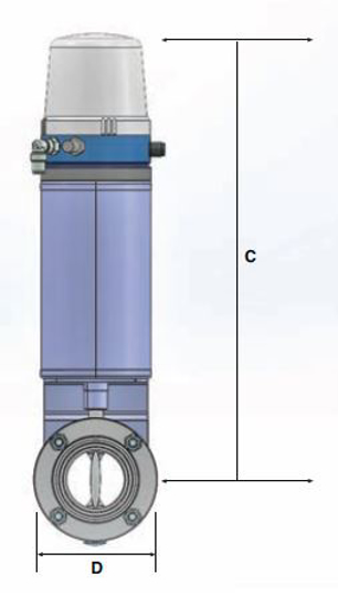 VMON24SSB - B Series Weld End Actuated Butterfly Valves With 24VDC Control Top